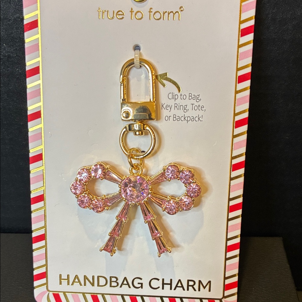 True to Form Bow 🎀 Pink and Gold Handbag Charm